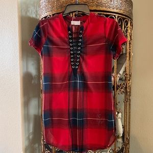 Urban Girl Red Plaid Tunic